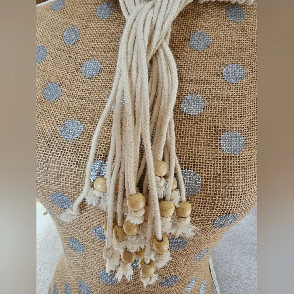 Macrame Tassel Tie Belt With Wooden Beads